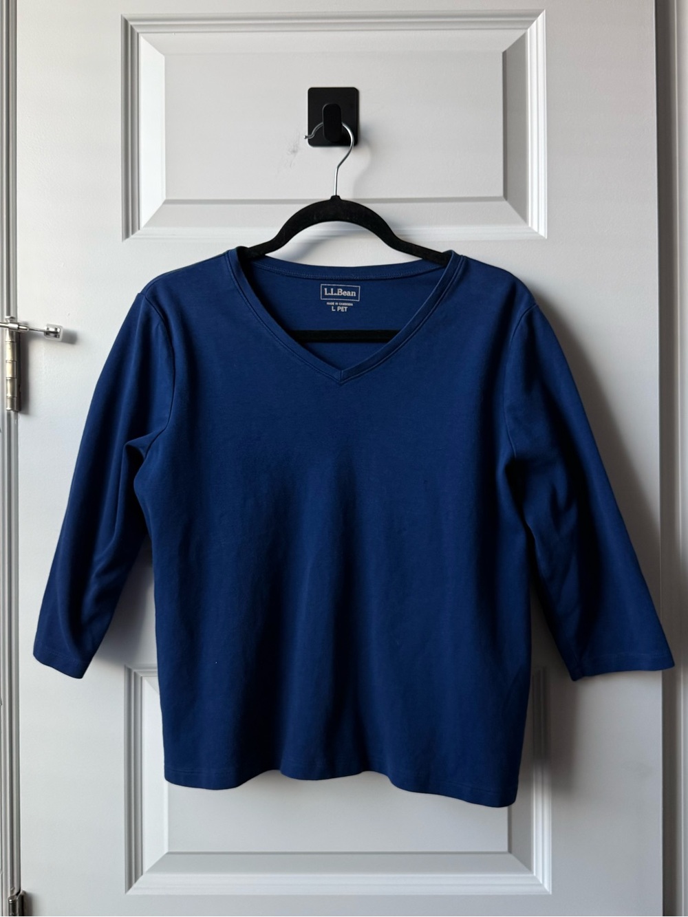 L.L.Bean Women’s Blue V-Neck 3/4 Sleeve Top Size Large Petite